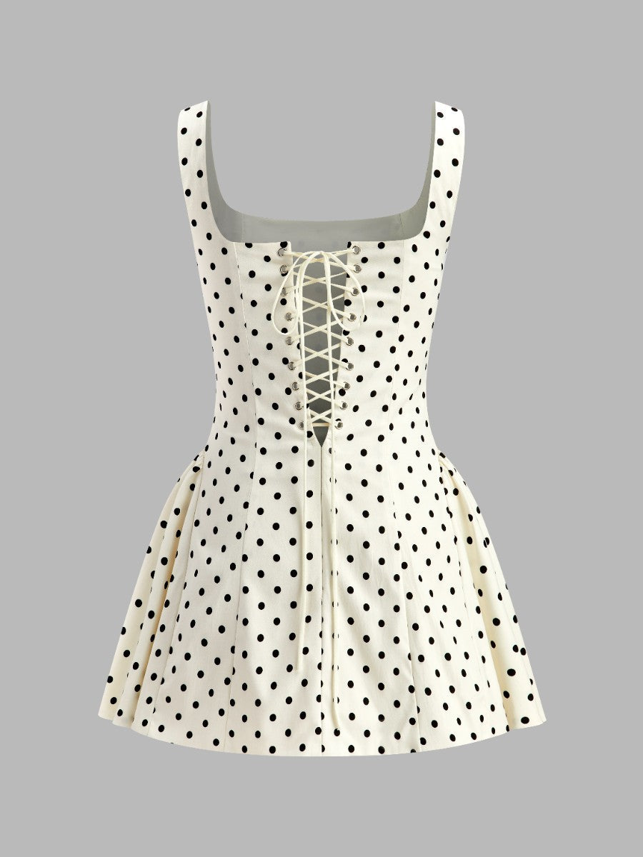 North West Polka Dot Lace-Up Dress