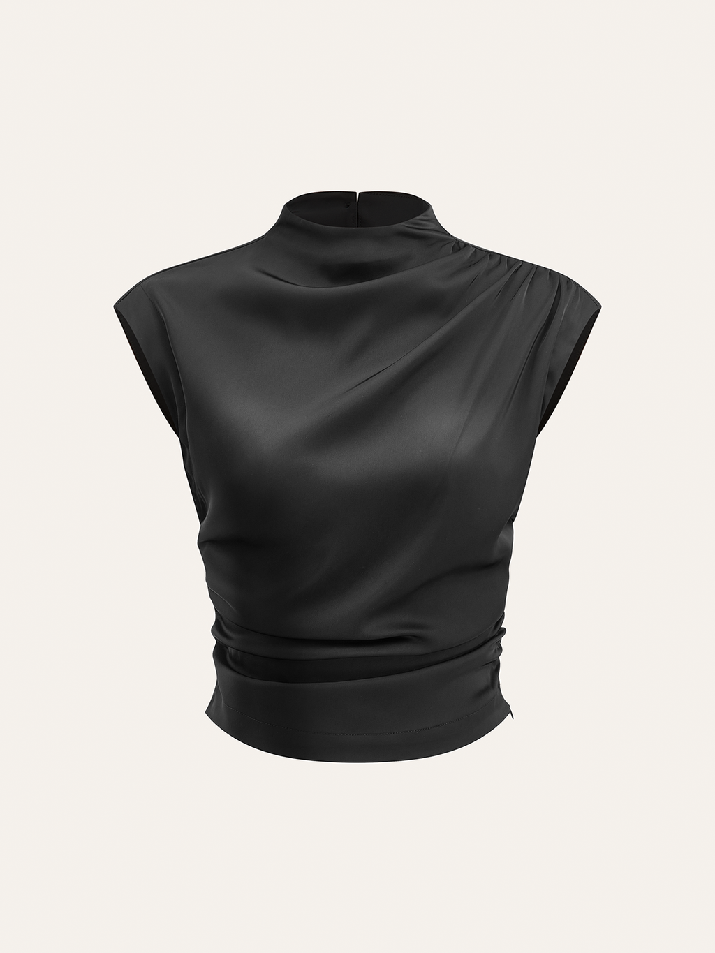 Second Glance Mock Neck Cap Sleeve Top