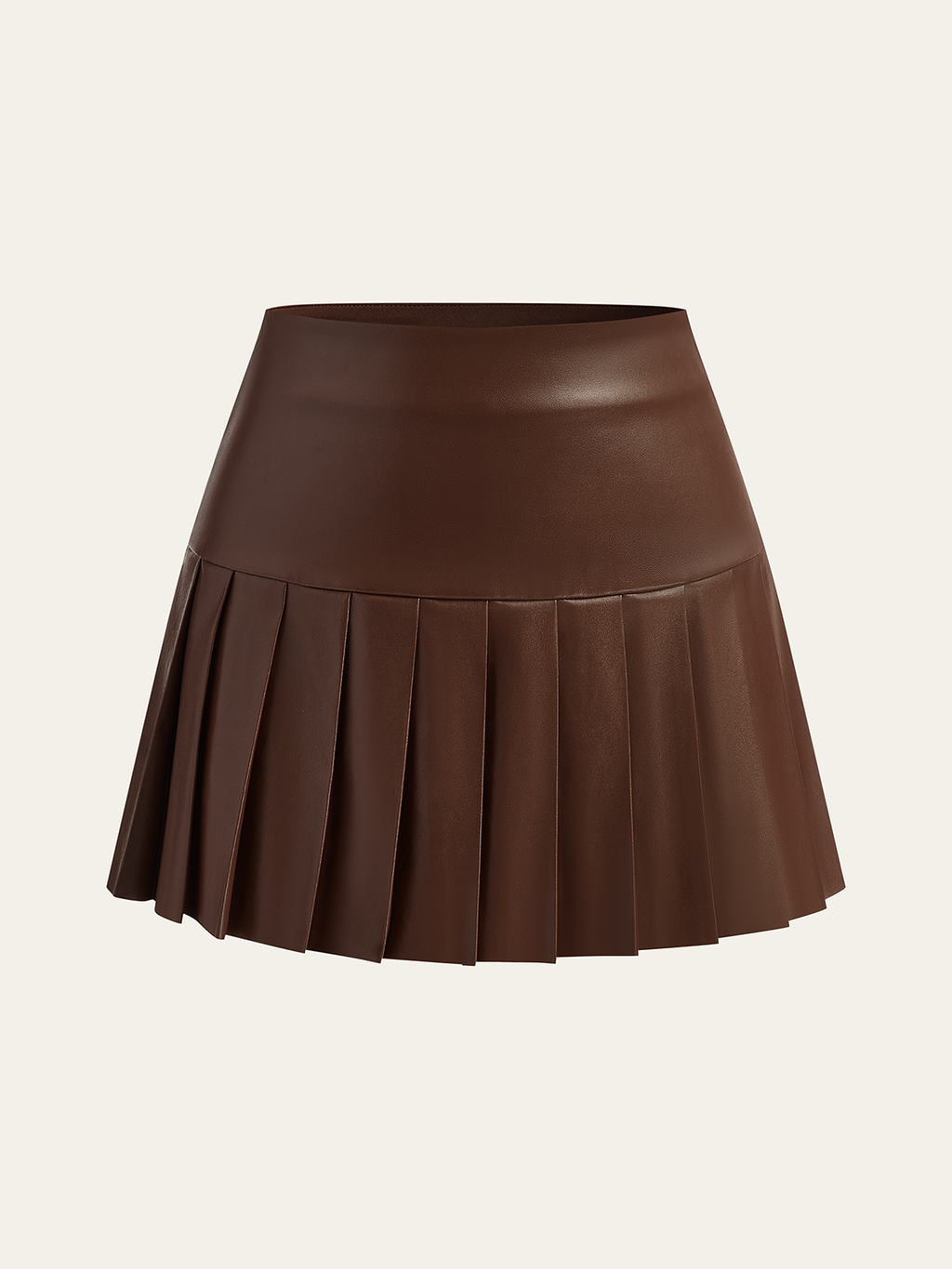 Slick Faux Leather High-Waist Pleated Mini Skirt