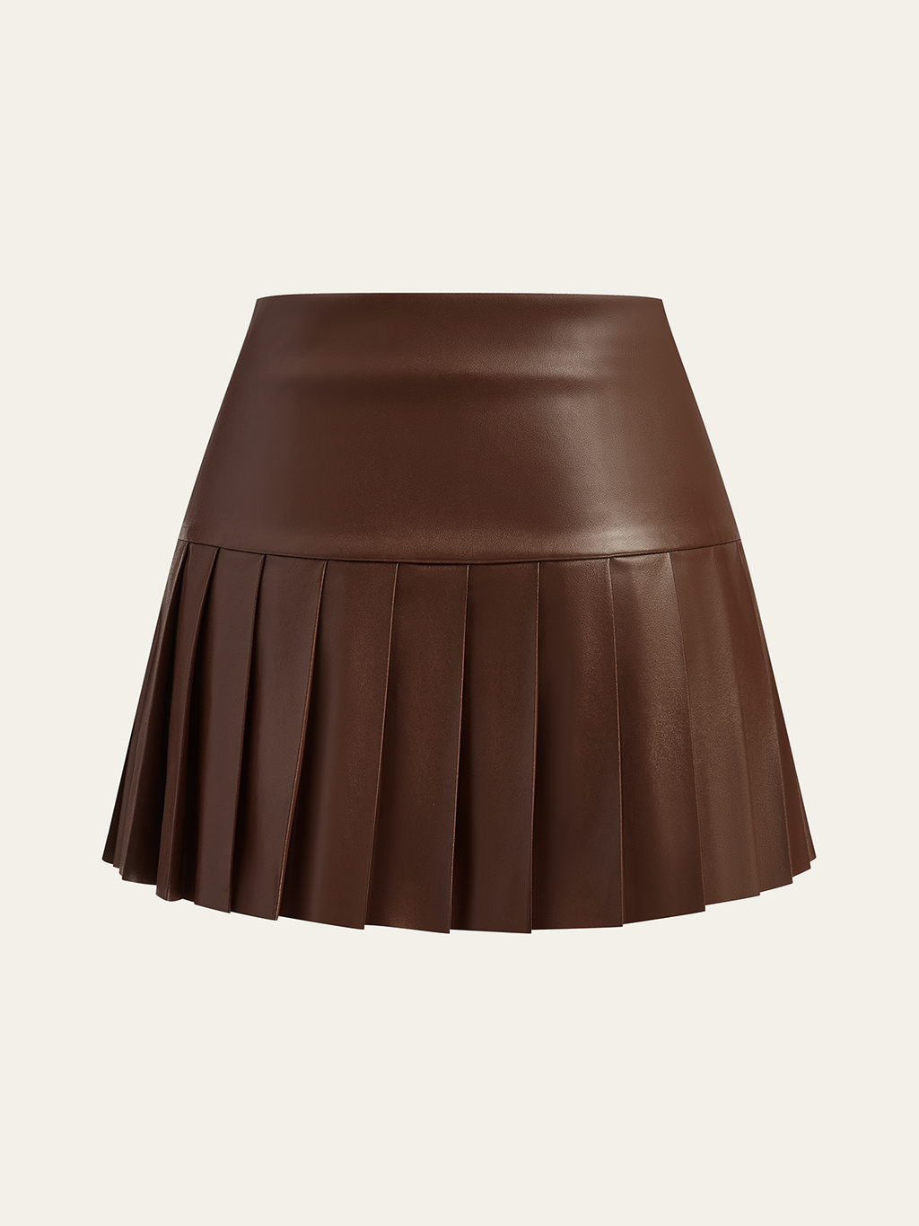 Slick Faux Leather High-Waist Pleated Mini Skirt