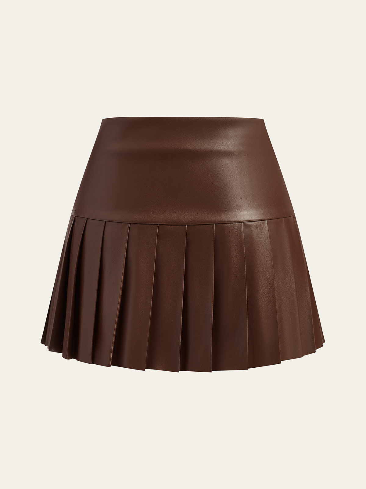Slick Faux Leather High-Waist Pleated Mini Skirt