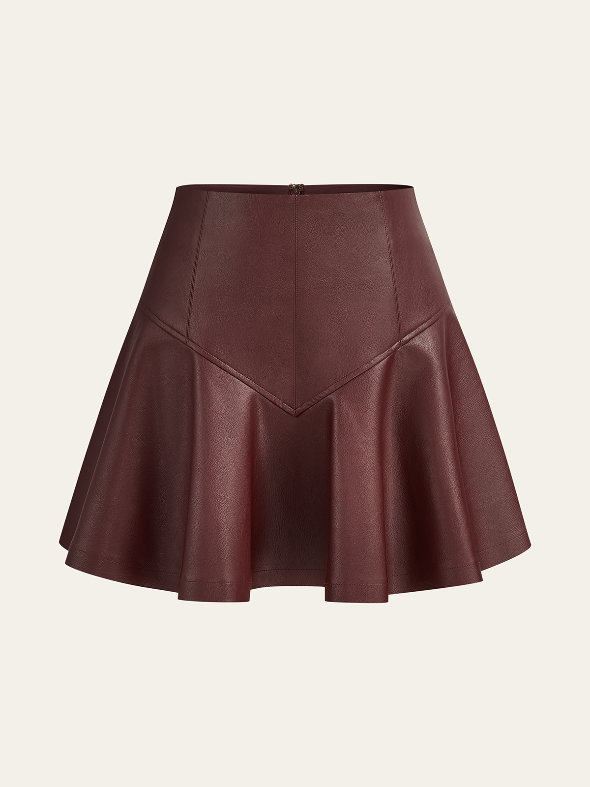 Carla's Choice High-Waisted Leather Flared Mini Skirt