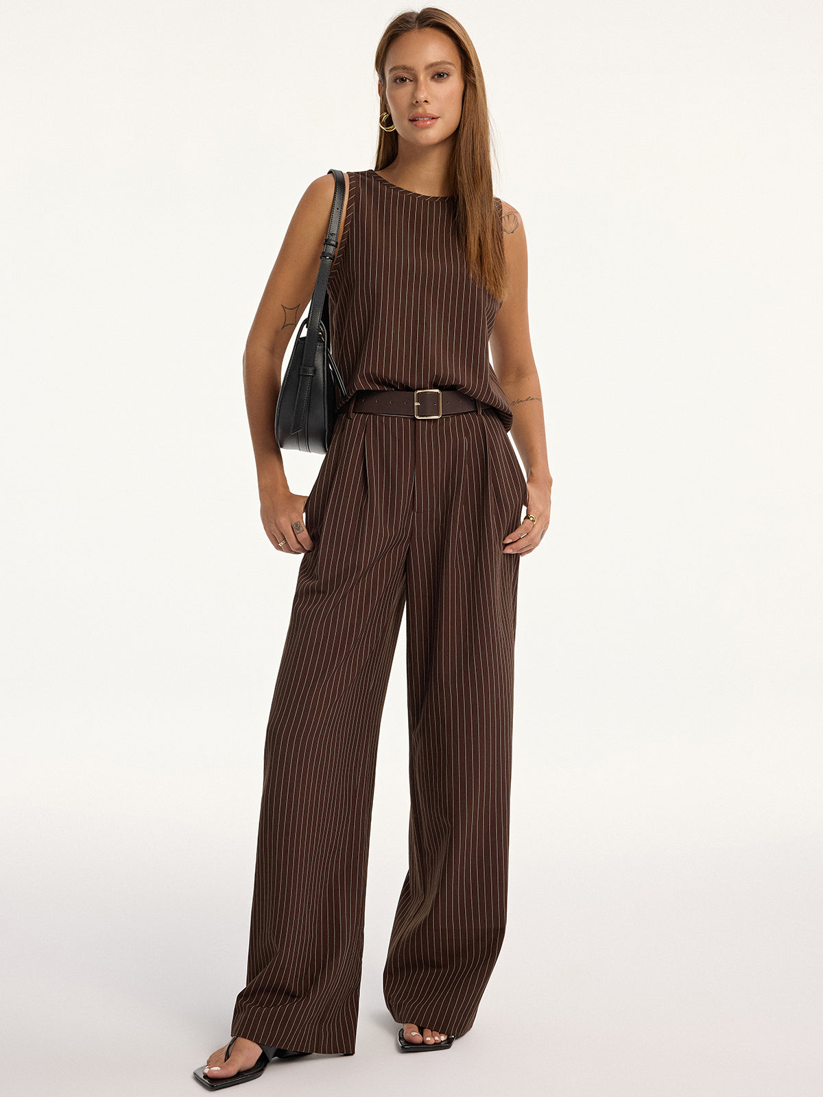 Girl Hour Sleeveless Belted Top & Pants Set