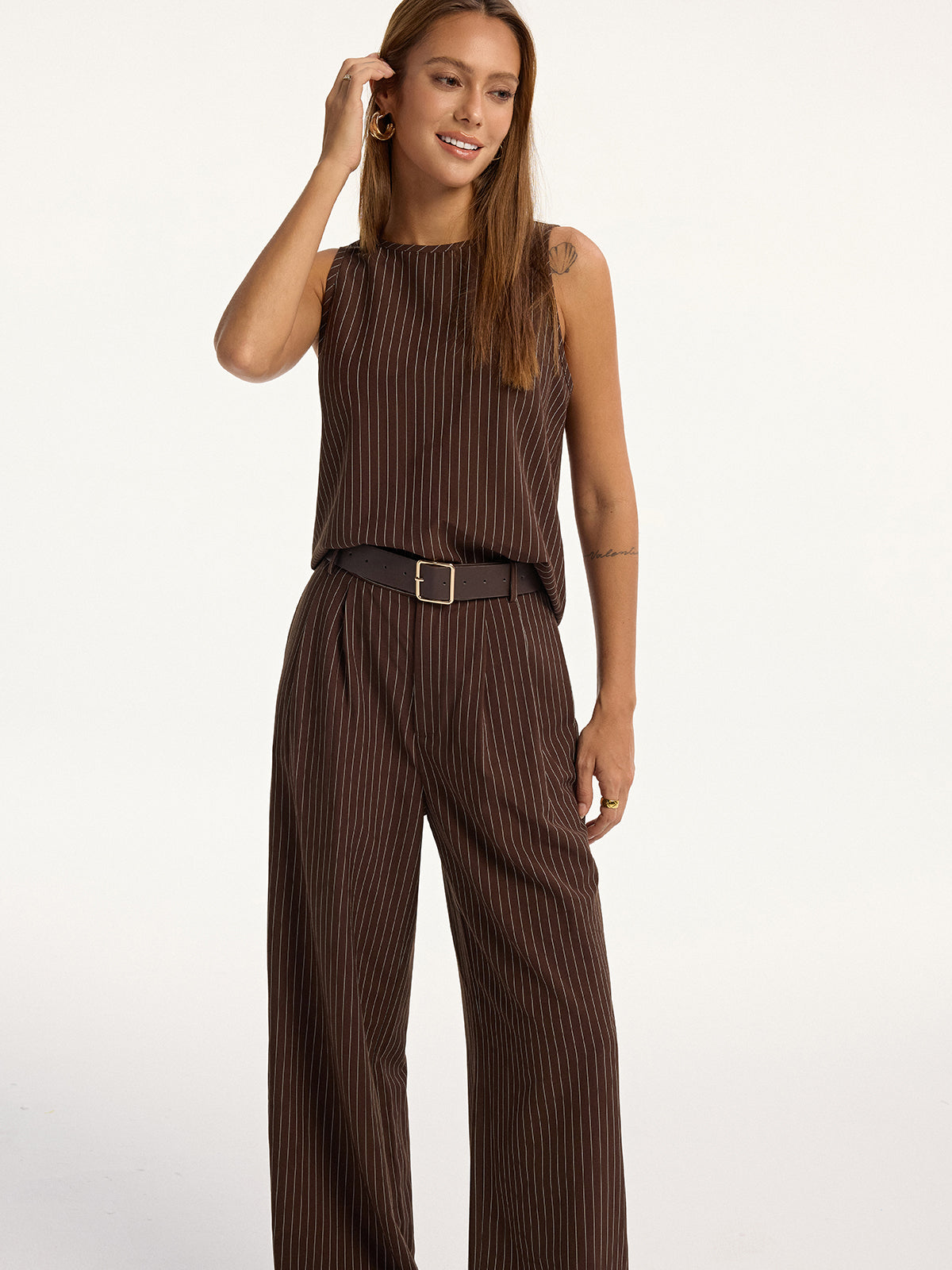 Girl Hour Sleeveless Belted Top & Pants Set
