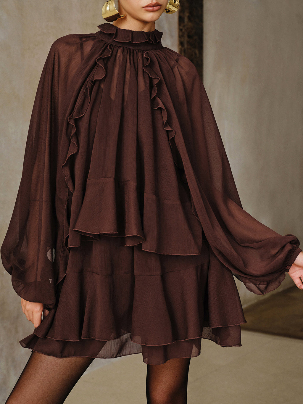 Star Hour Tiered Mini Dress Set with Liner
