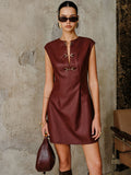 Kaya Faux Leather Sleeveless Mini Dress
