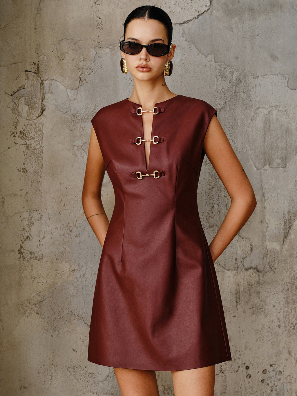 Kaya Faux Leather Sleeveless Mini Dress