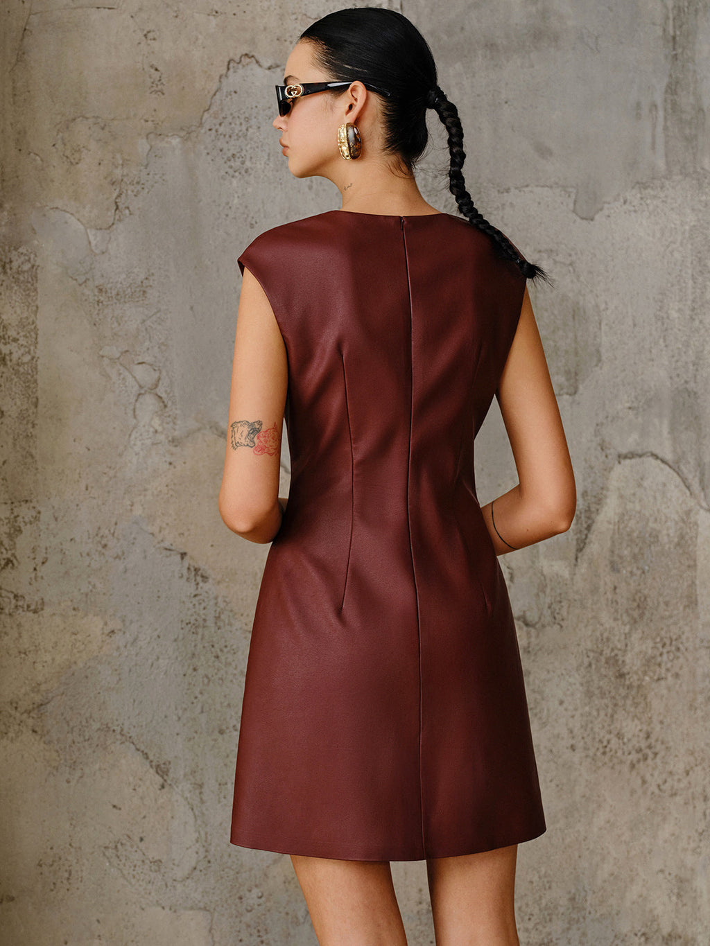 Kaya Faux Leather Sleeveless Mini Dress