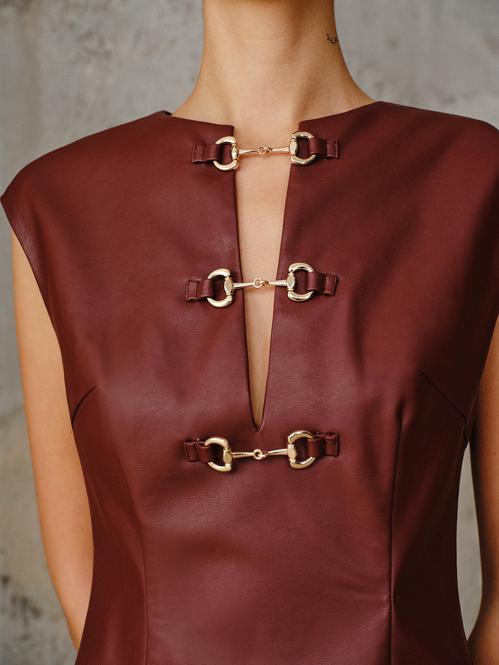 Kaya Faux Leather Sleeveless Mini Dress