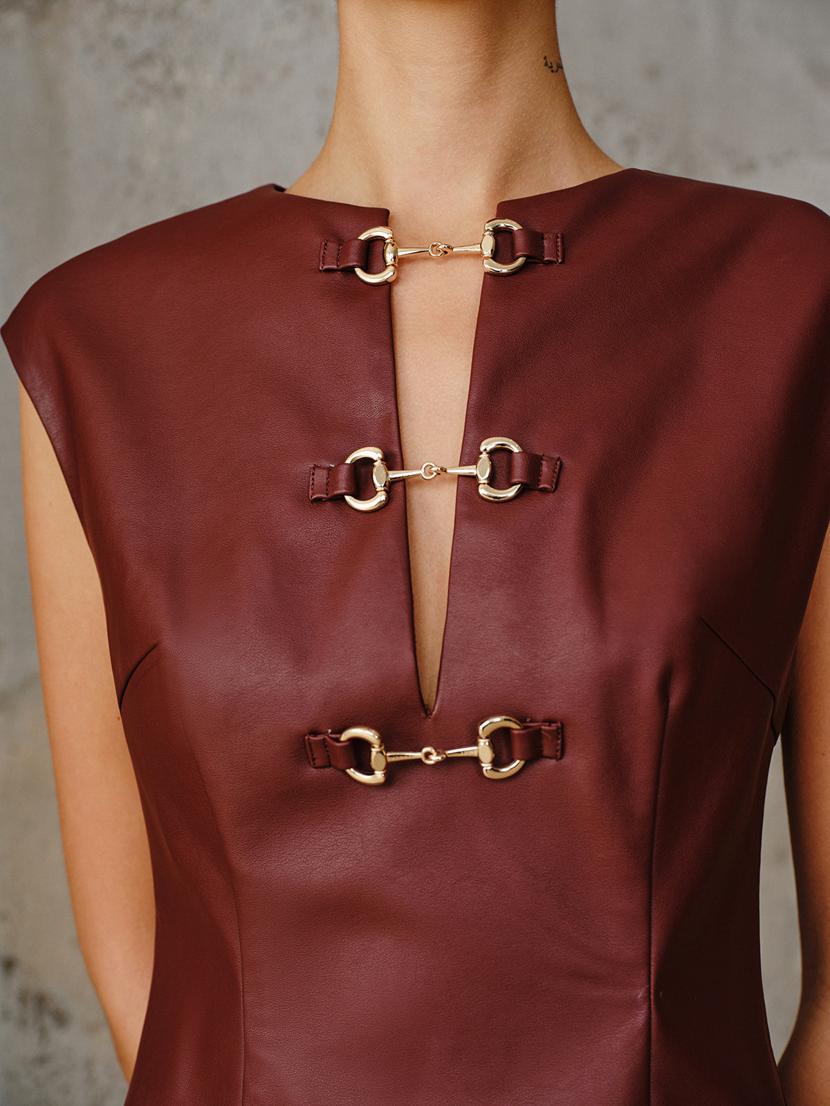 Kaya Faux Leather Sleeveless Mini Dress