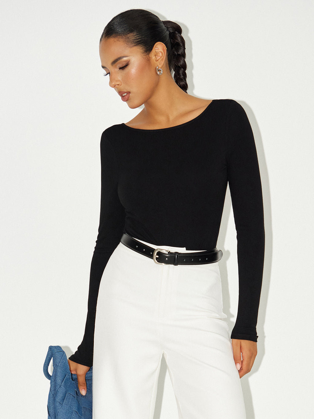 Bare Luxe Bra-Free Long Sleeve Backless Bodysuit