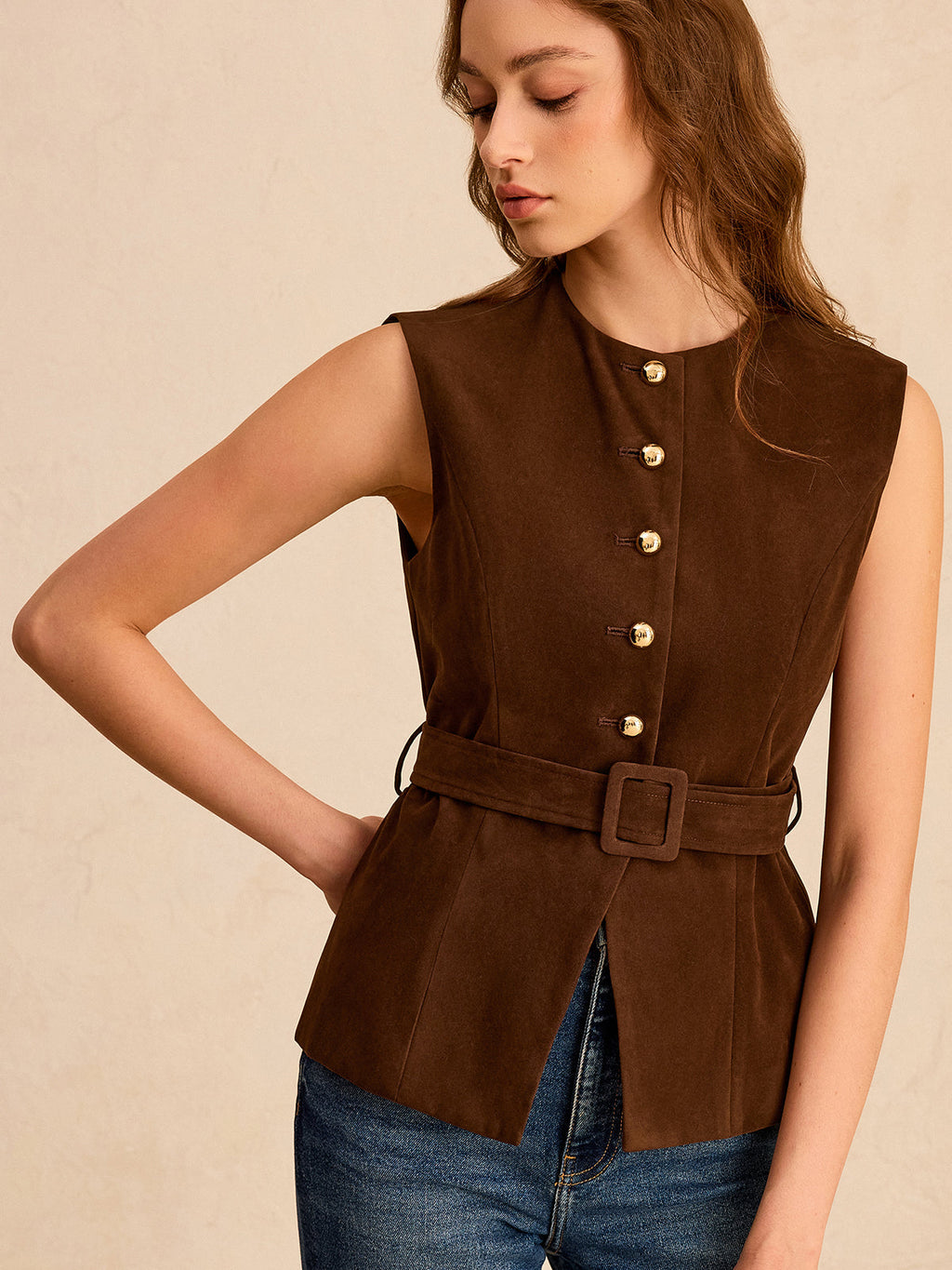 Jenny Belted Beauty Suede Vest