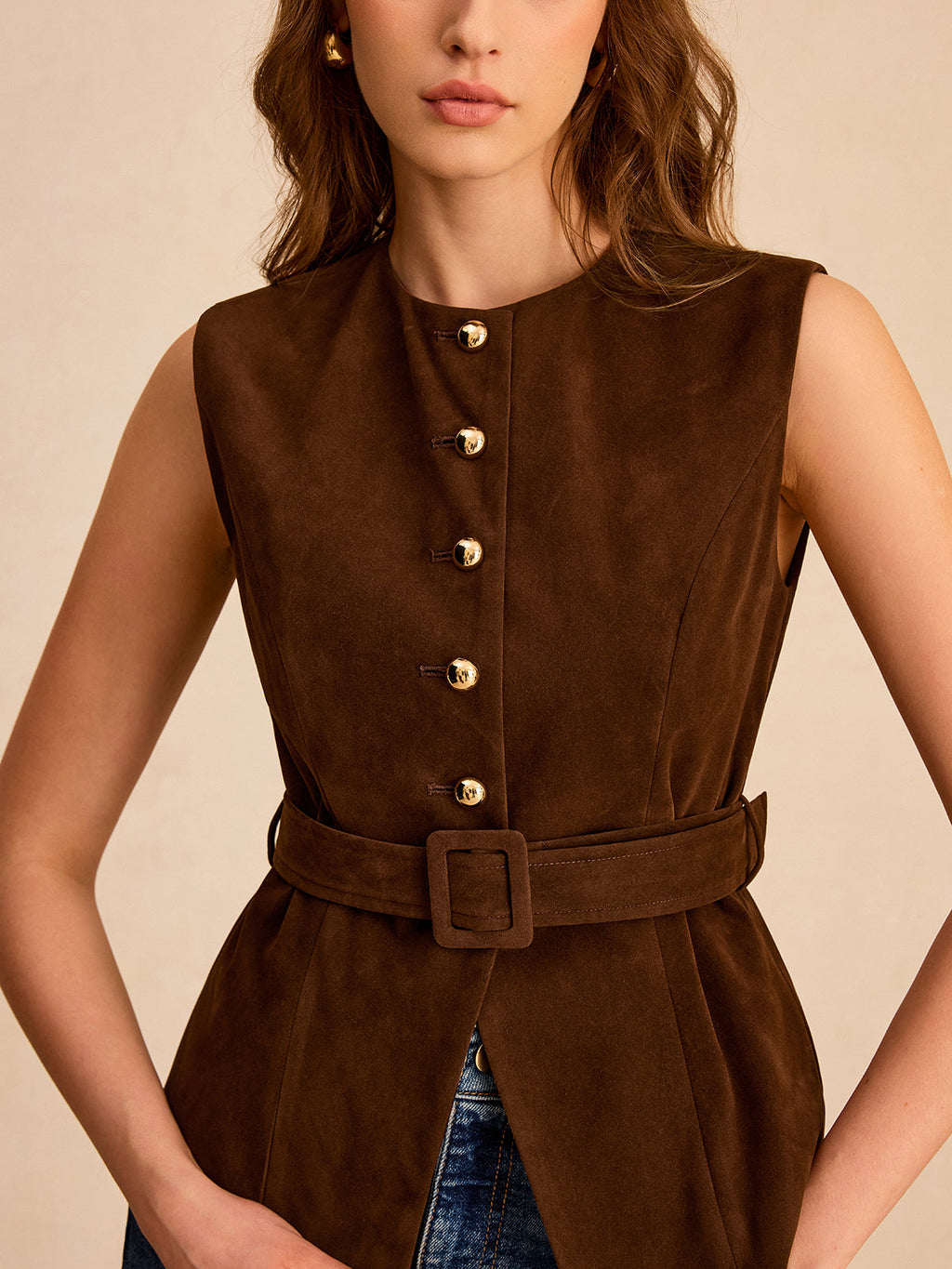 Jenny Belted Beauty Suede Vest