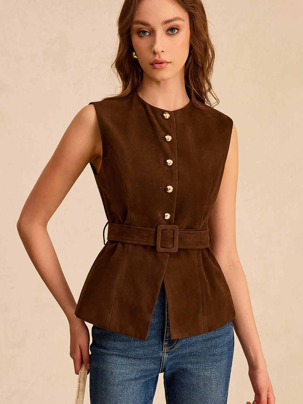 Jenny Belted Beauty Suede Vest