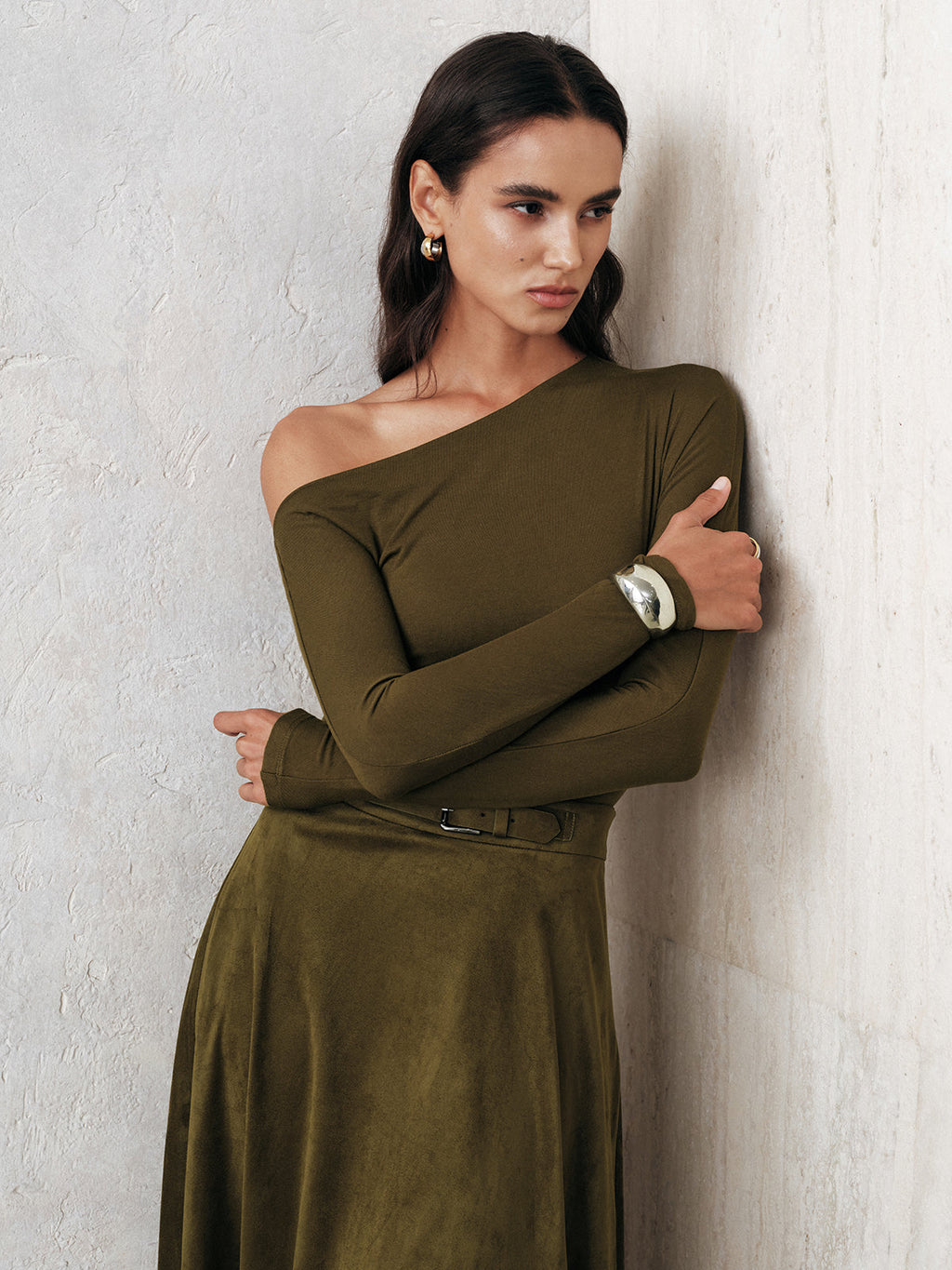 Graceful One-Shoulder Long Sleeve Blouse