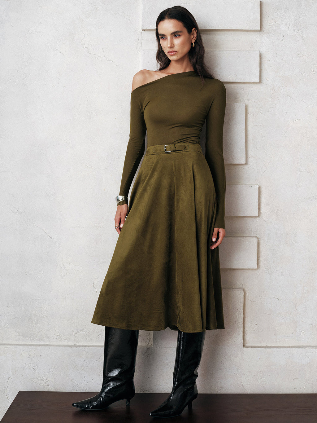 Graceful One-Shoulder Long Sleeve Blouse