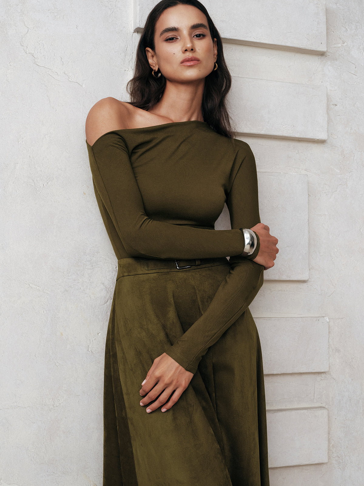 Graceful One-Shoulder Long Sleeve Blouse