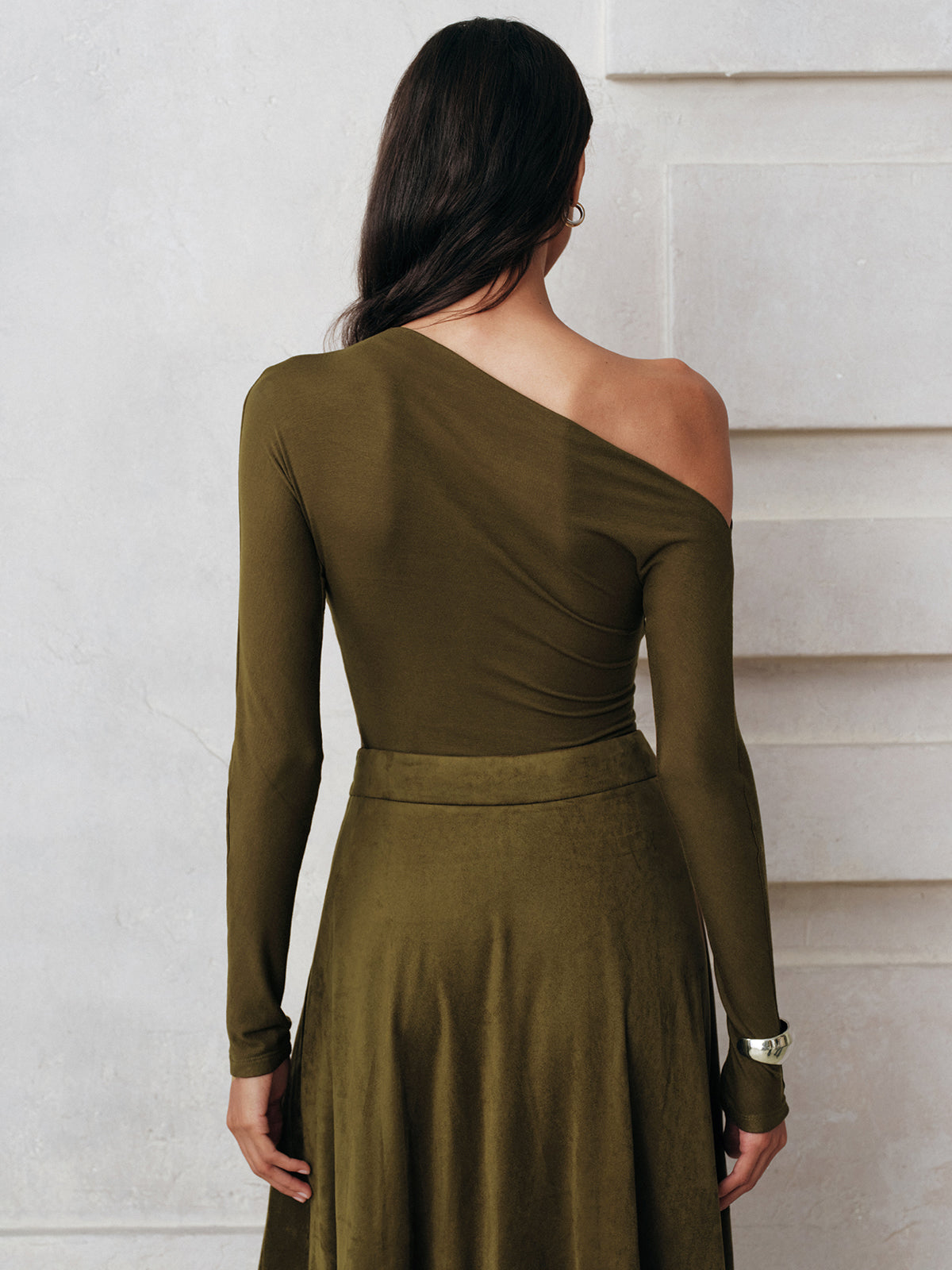 Graceful One-Shoulder Long Sleeve Blouse