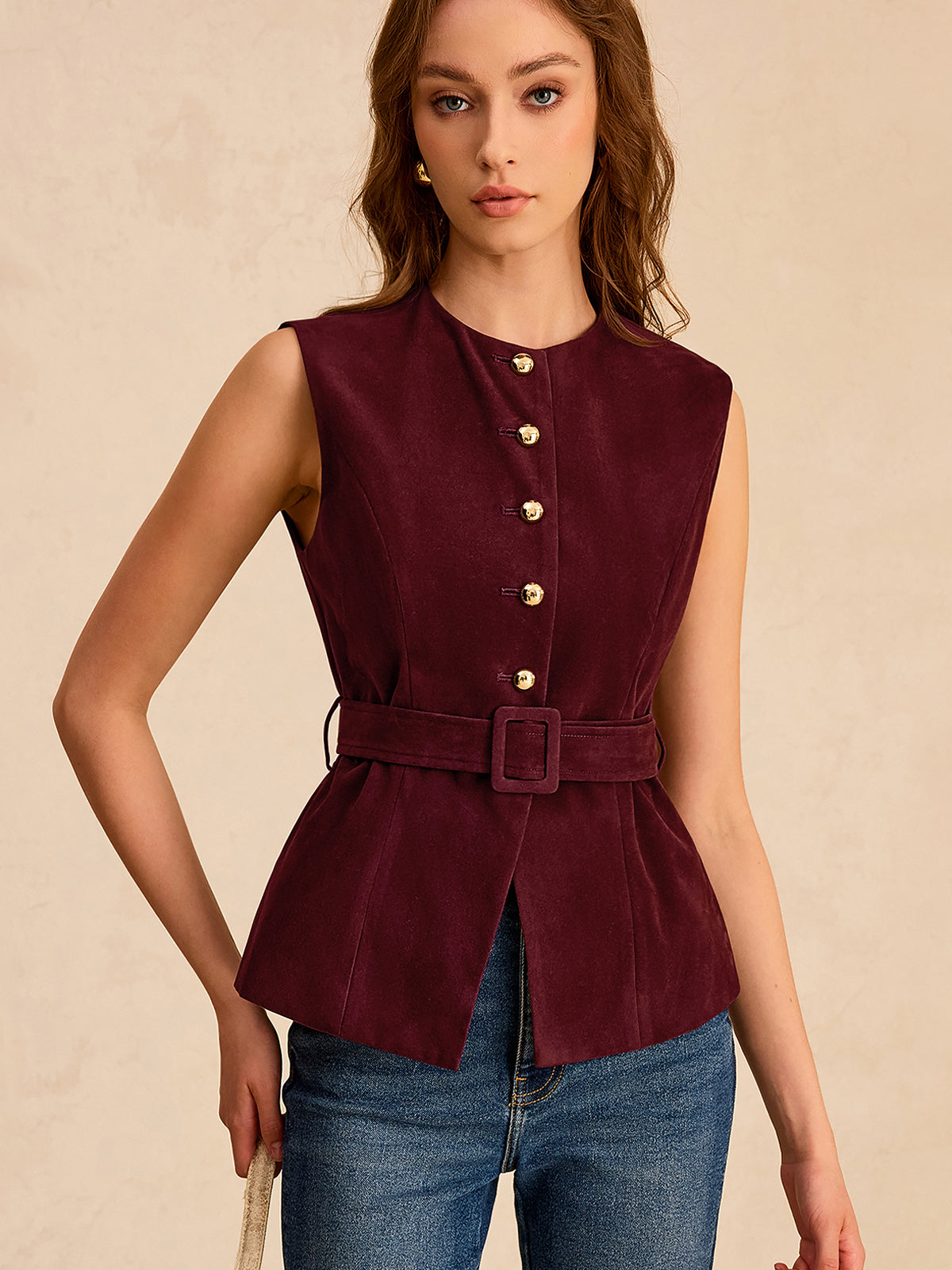 Jenny Belted Beauty Suede Vest