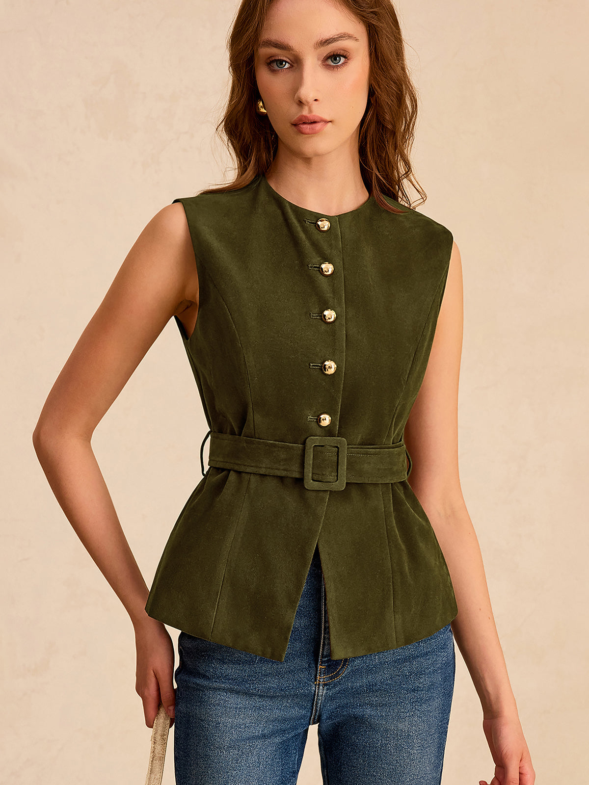 Jenny Belted Beauty Suede Vest