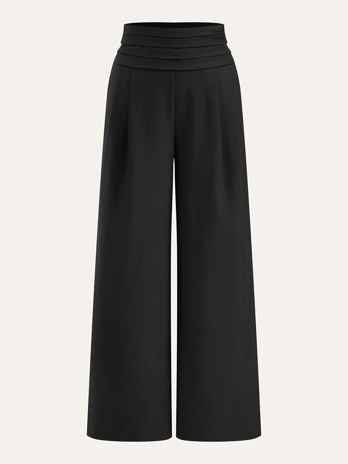 The Structured High-Waist Pleated-Waistband Wide-Leg Pants