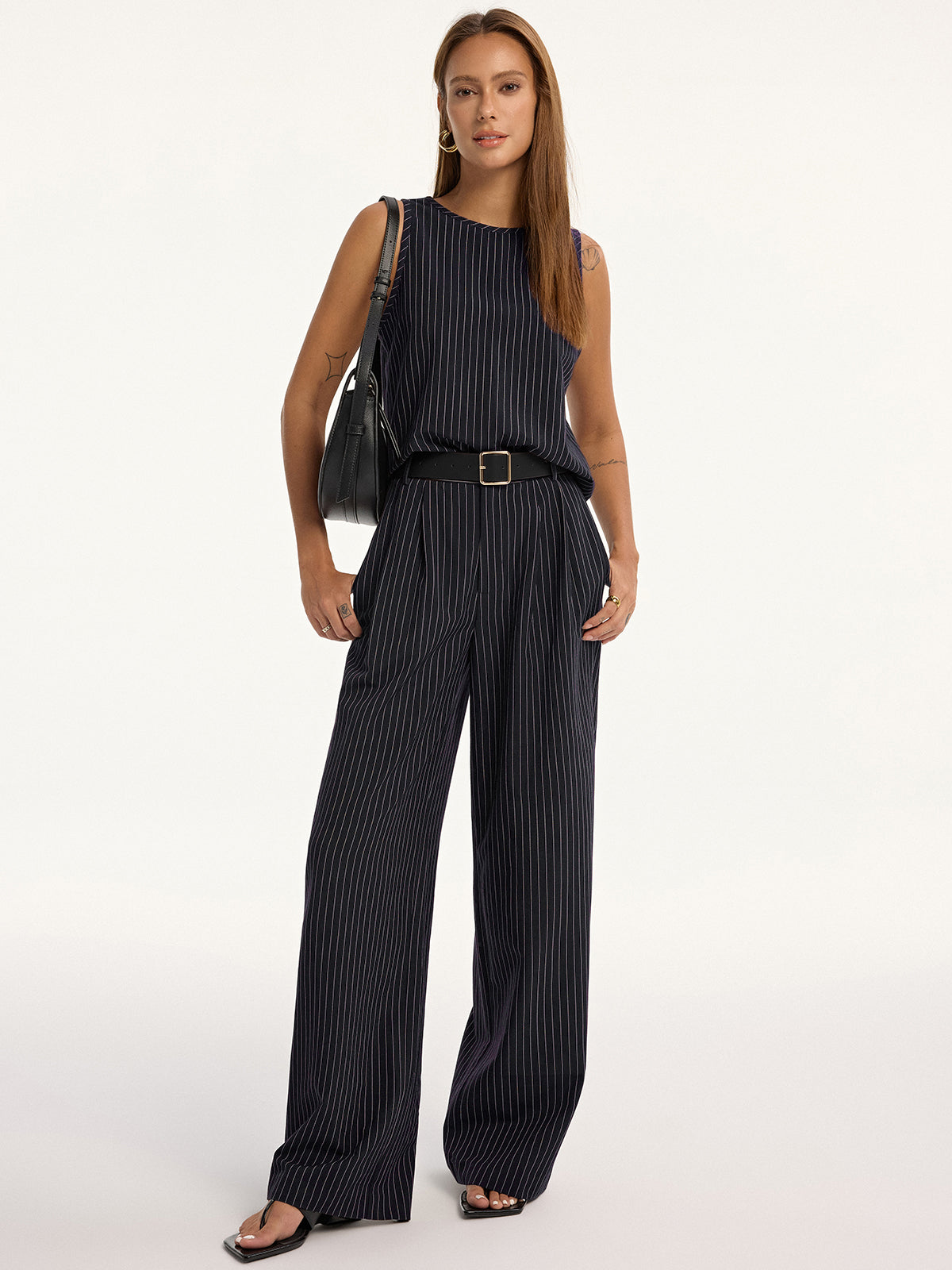 Girl Hour Sleeveless Belted Top & Pants Set