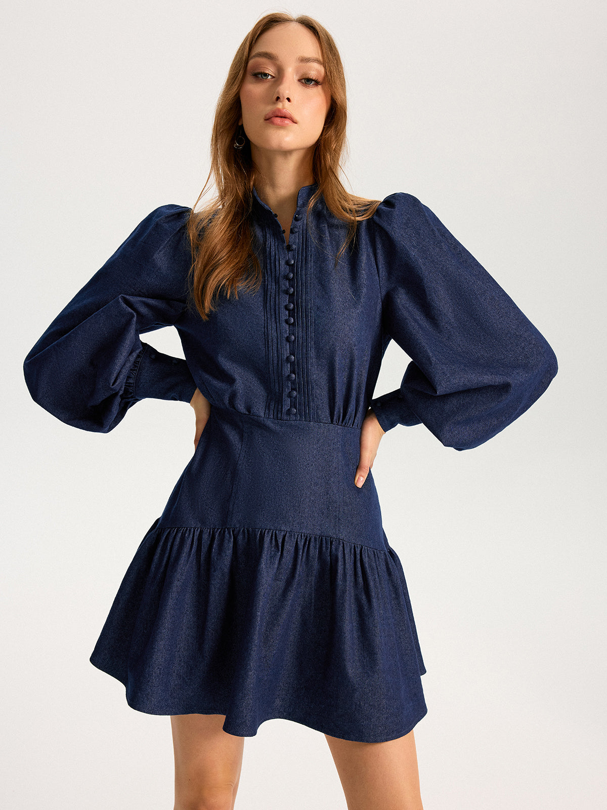 Denim Darling Puff Sleeve Mini Dress