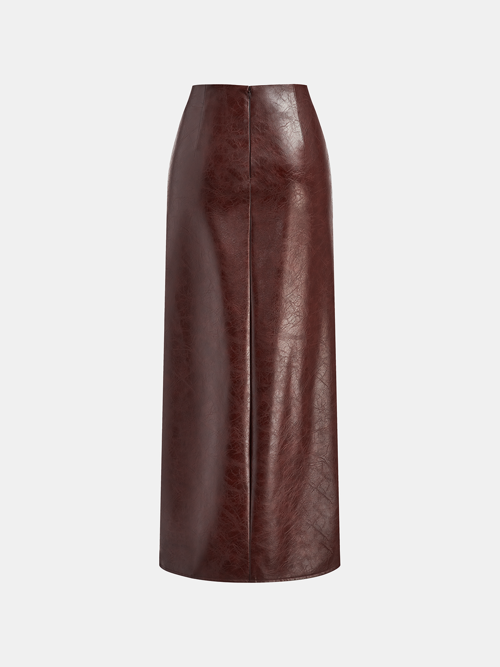 The Vixen Slit Faux Leather Knot-Detail Midi Skirt