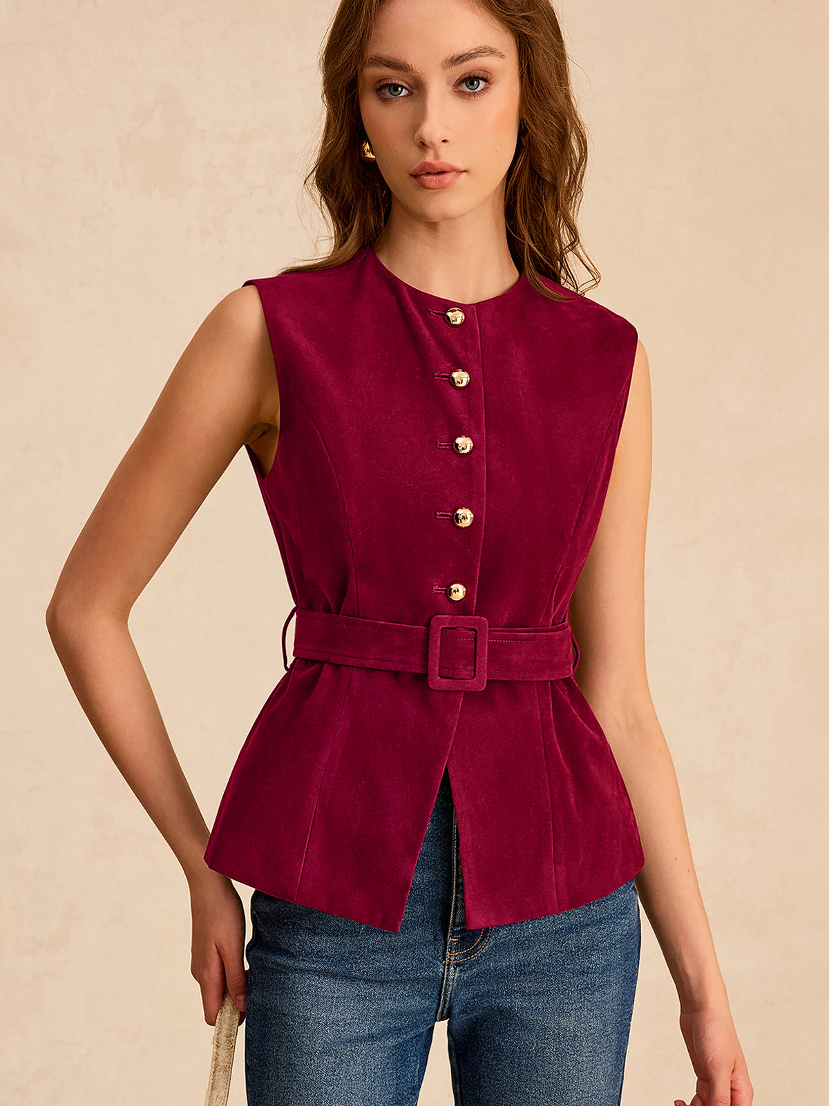Jenny Belted Beauty Suede Vest