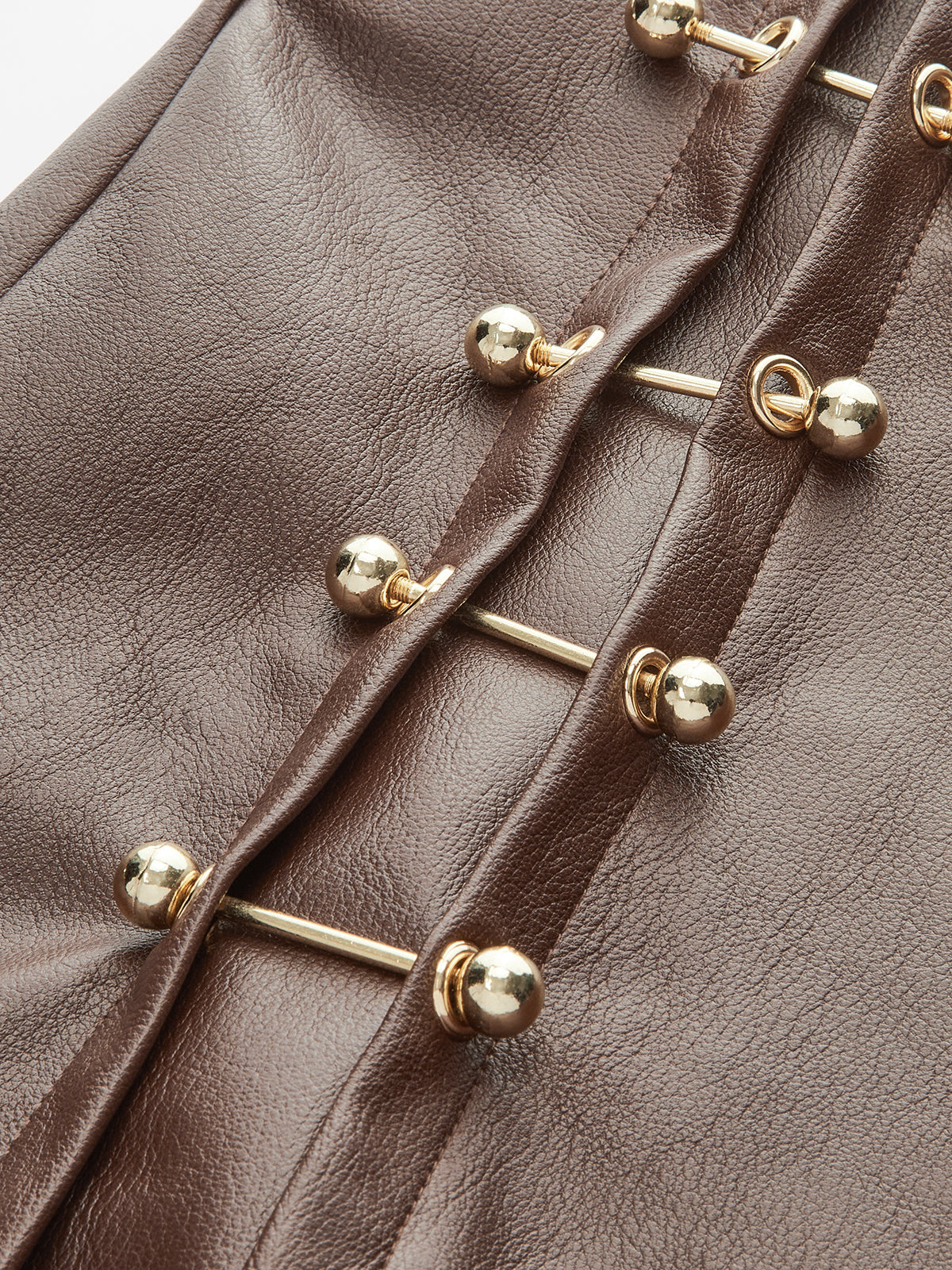 Onyx Edge Metal-Detail Faux Leather Mini Skirt