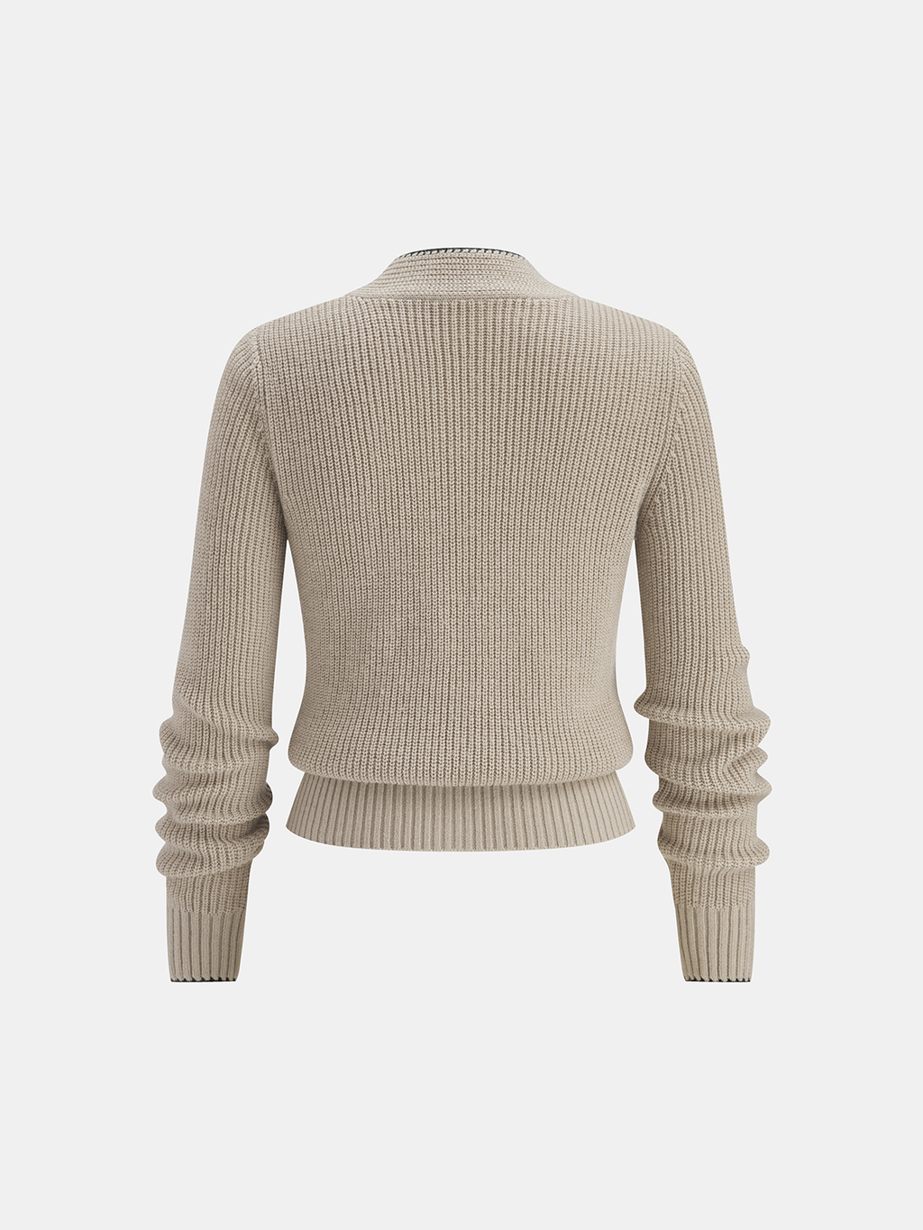 Carla's Choice Contrast Wool Blend Tie-Neck Cardigan