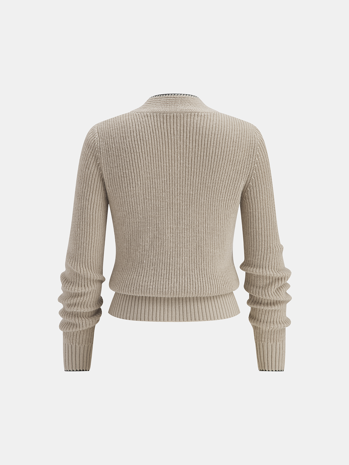 Carla's Choice Contrast Wool Blend Tie-Neck Cardigan