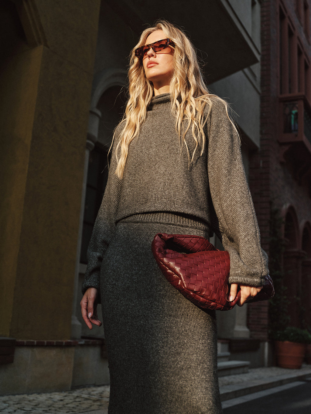 Fireside Wool Blend Knit Sweater & Maxi Skirt Set