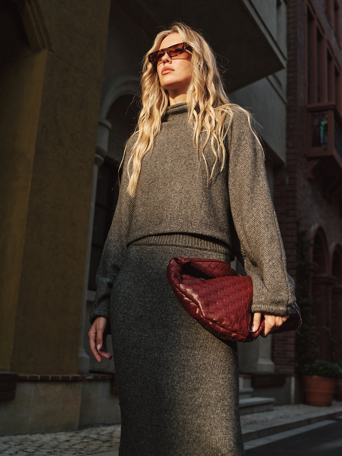 Fireside Wool Blend Knit Sweater & Maxi Skirt Set
