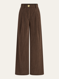 Cozy Essential Corduroy Wide-Leg Pleated Pants