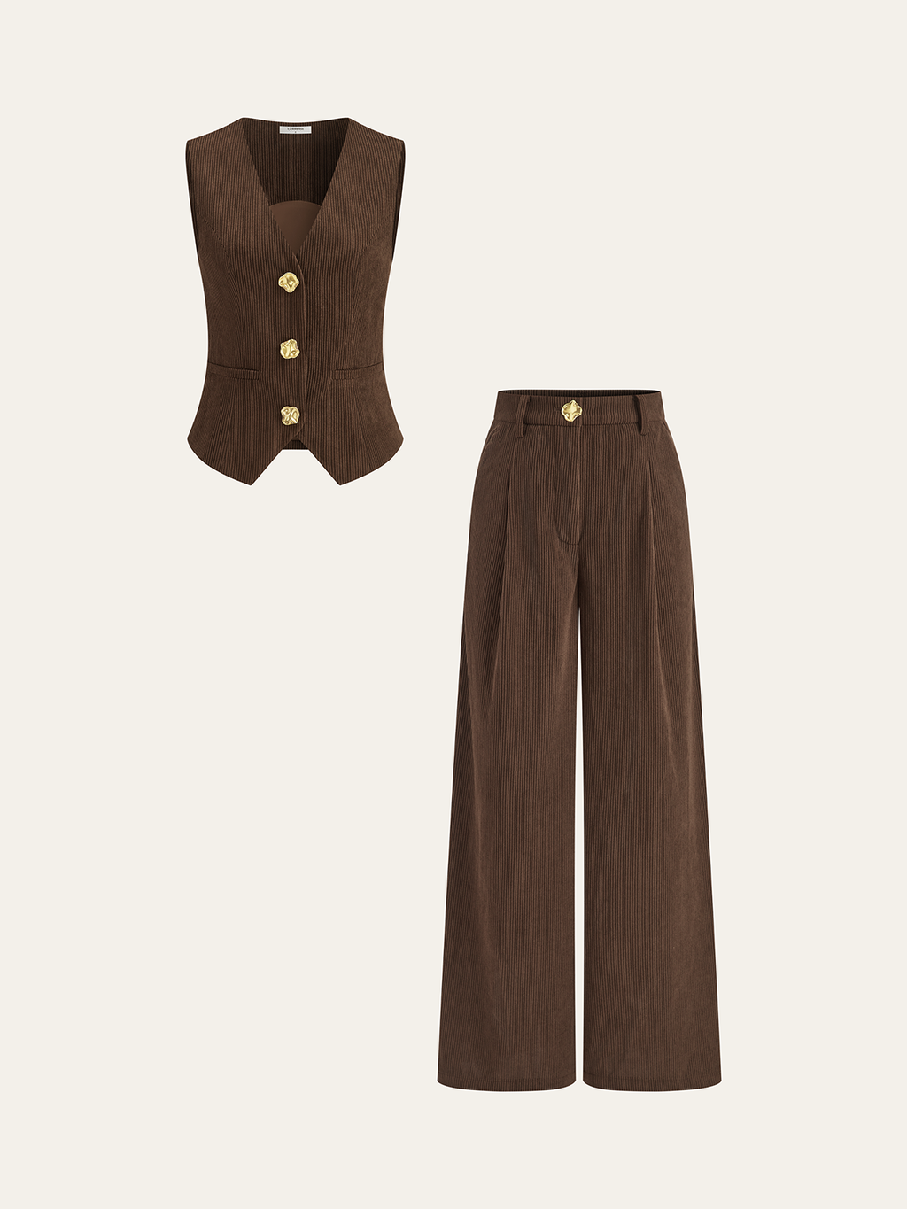 Cozy Essential Corduroy Wide-Leg Pleated Pants
