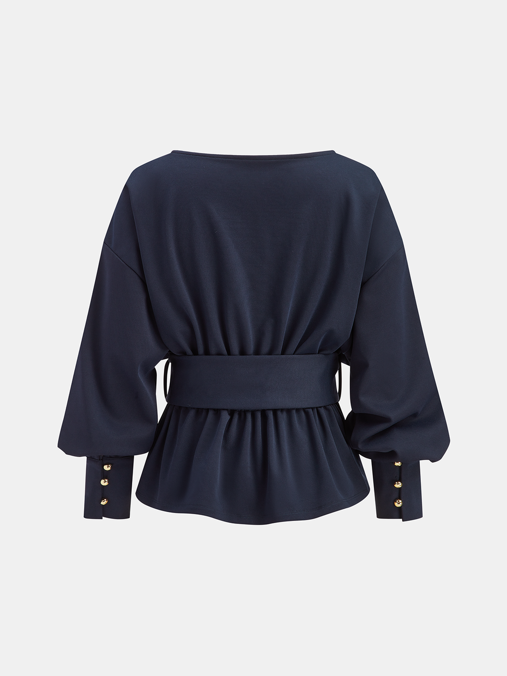 Belted Chic Boat Neck Peplum Sweatshirt