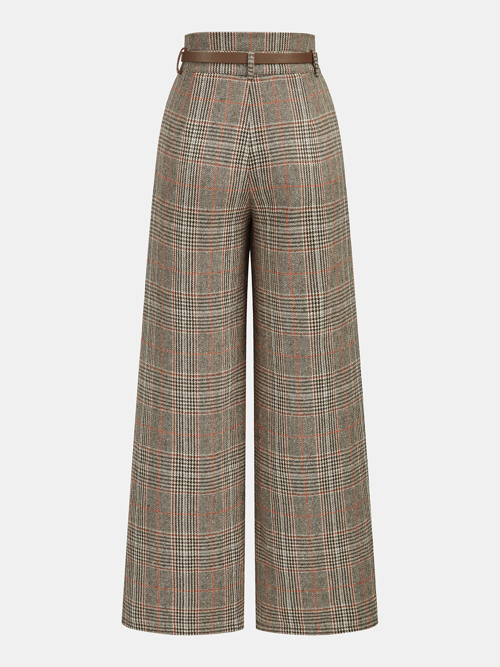Plaid Authority Belted High-Waisted Pants