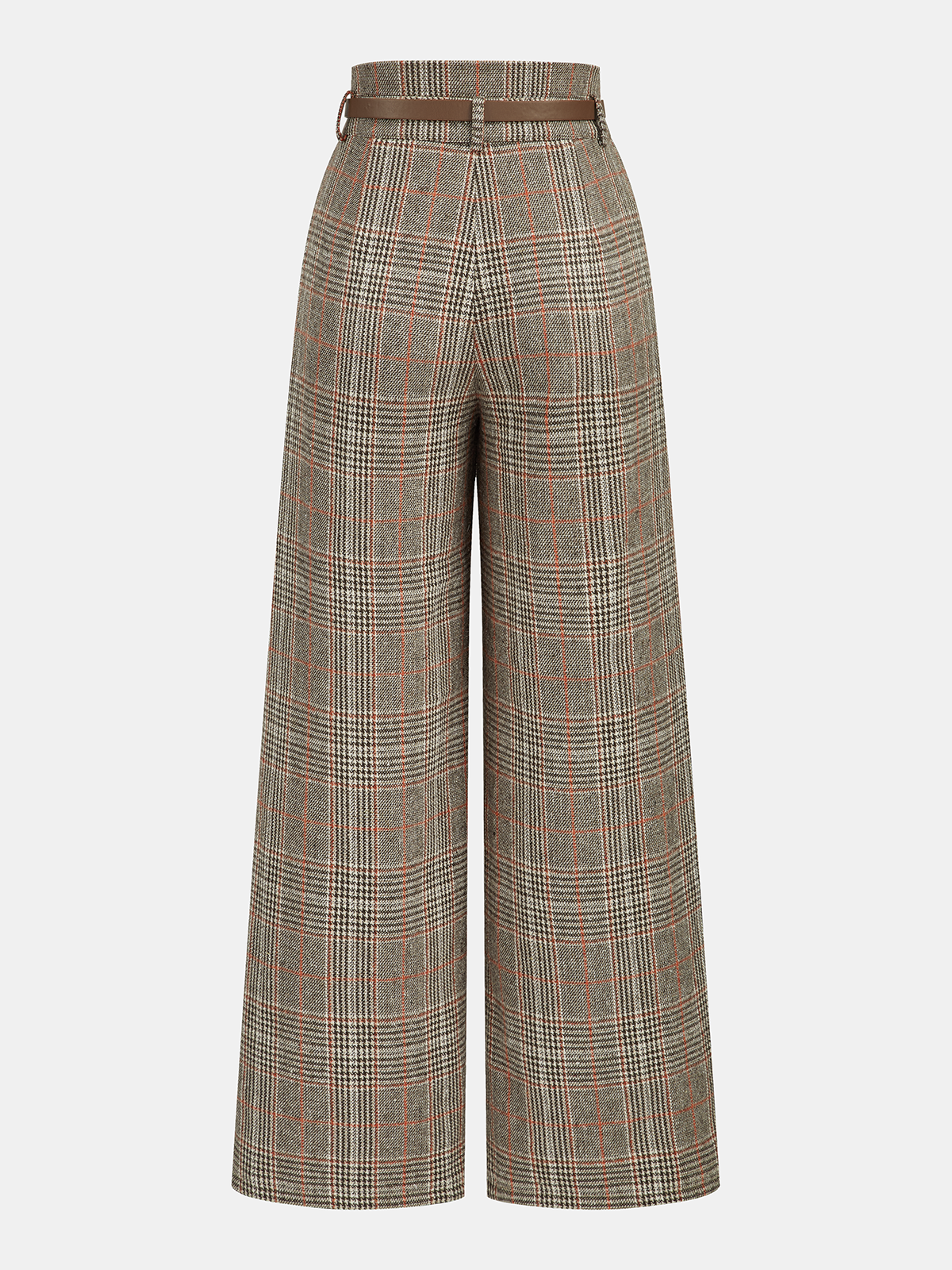 Plaid Authority Belted High-Waisted Pants