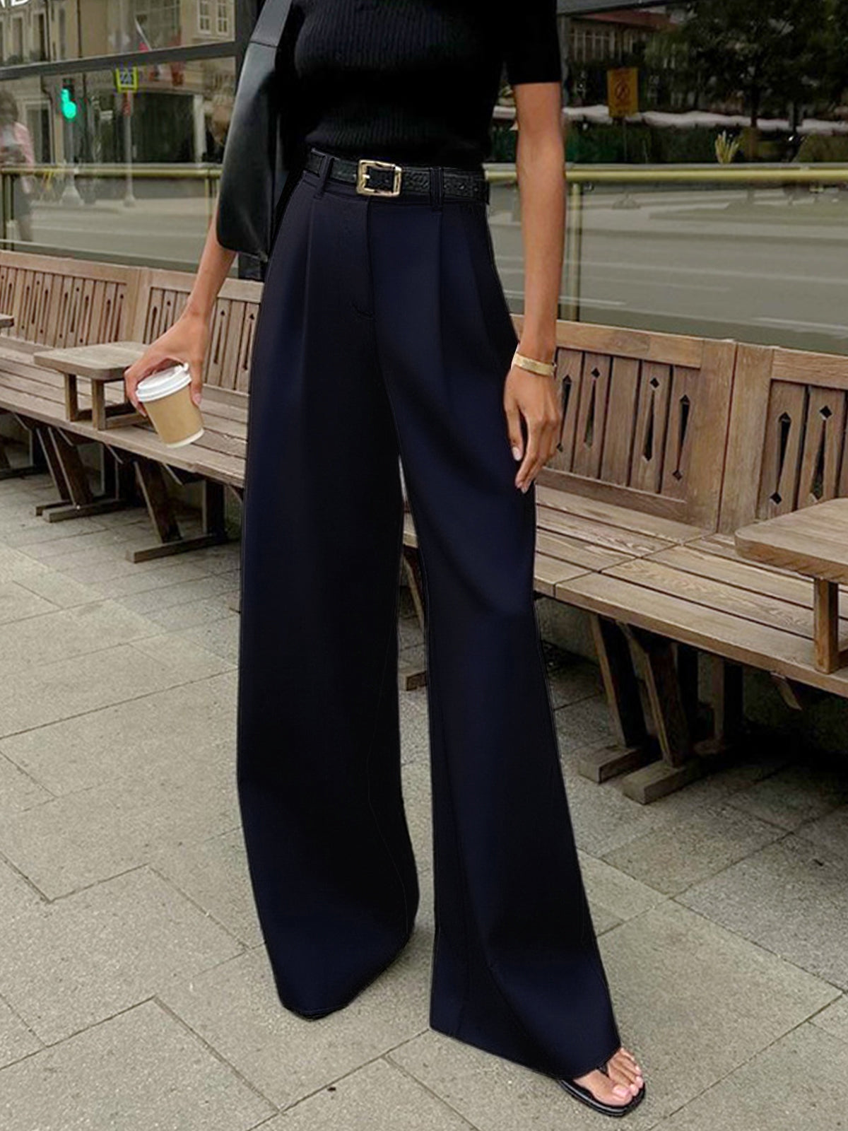 Classic Chic Solid Wide-Leg Pants