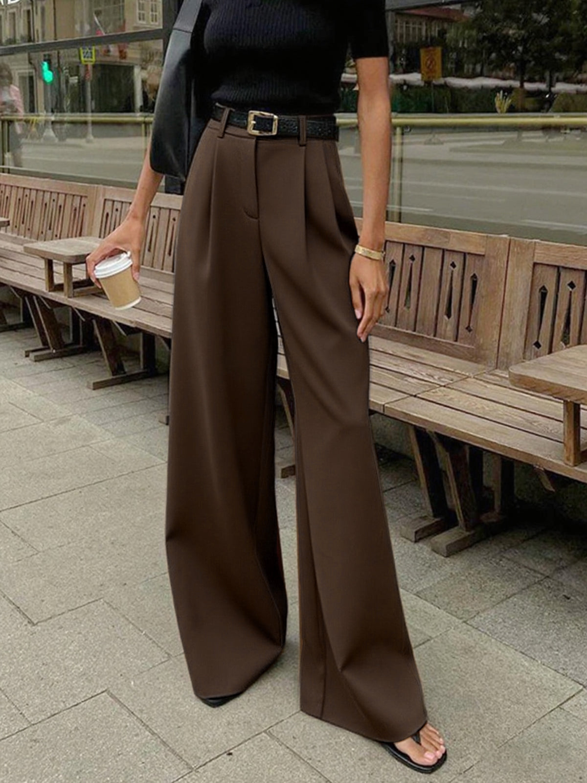 Classic Chic Solid Wide-Leg Pants