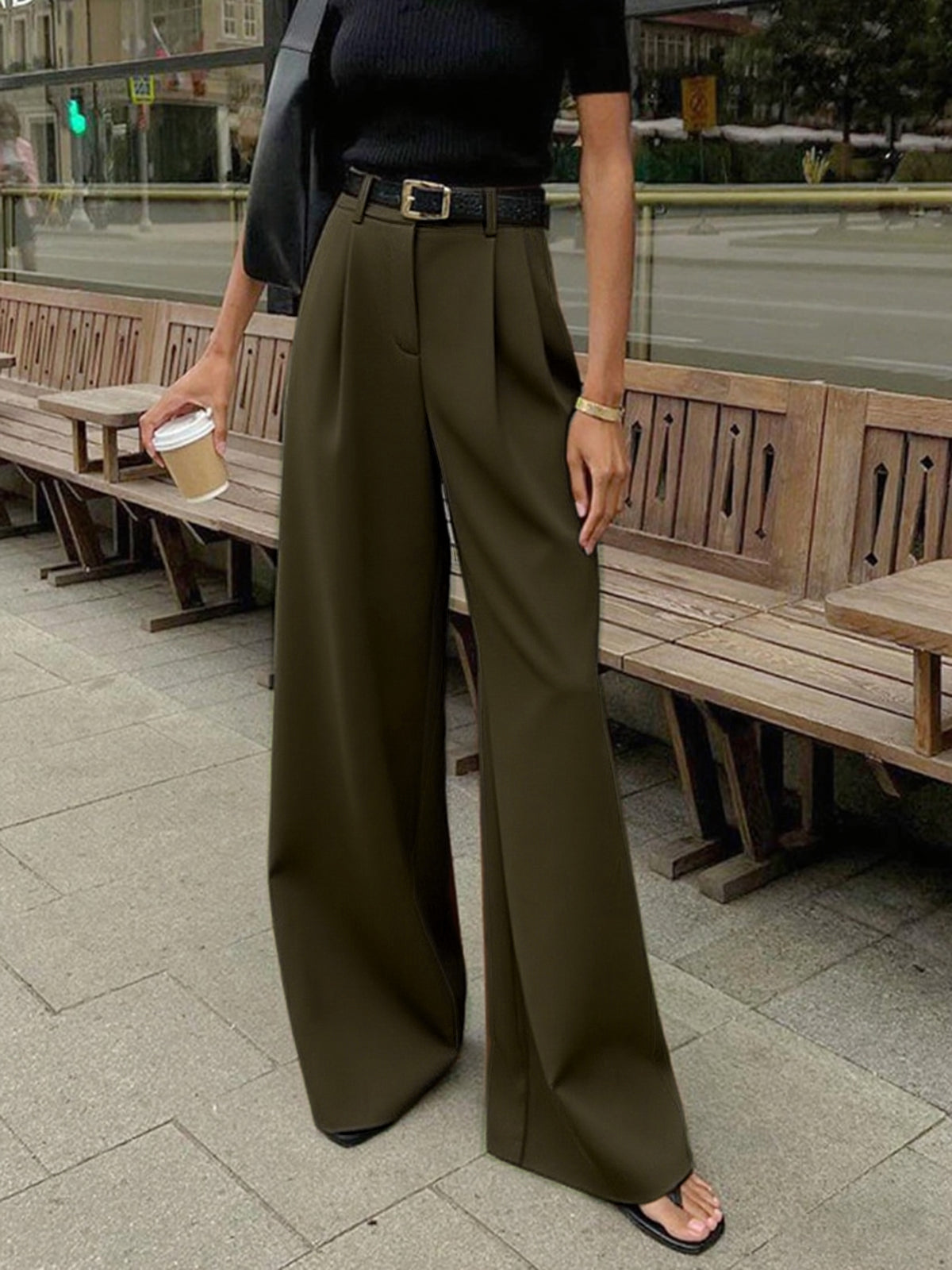 Classic Chic Solid Wide-Leg Pants