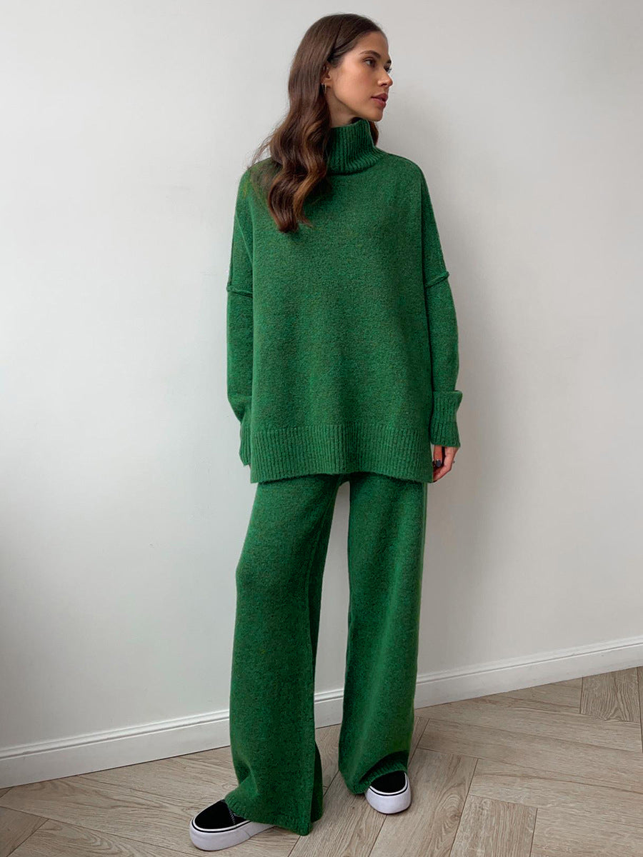 Ariana Turtleneck Plain Knit Pants Set