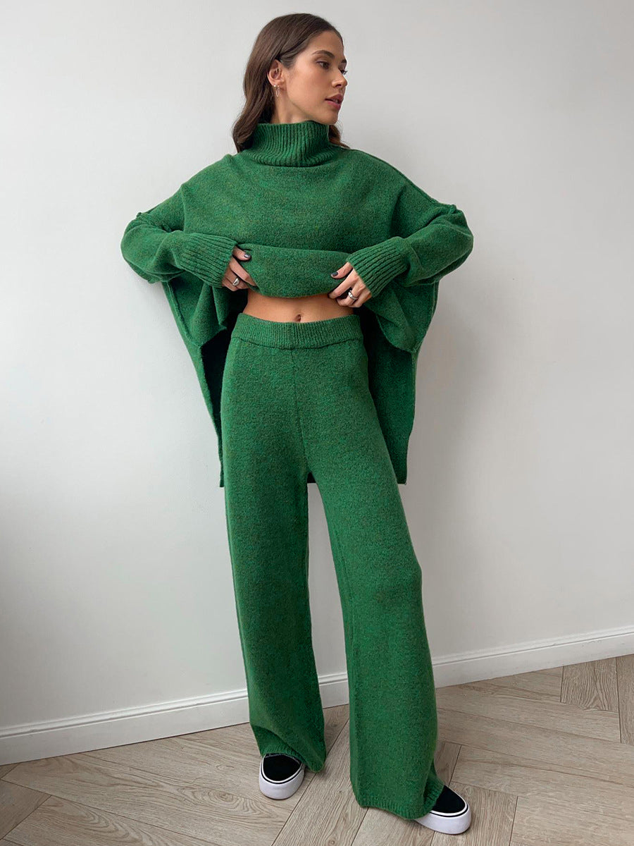 Ariana Turtleneck Plain Knit Pants Set
