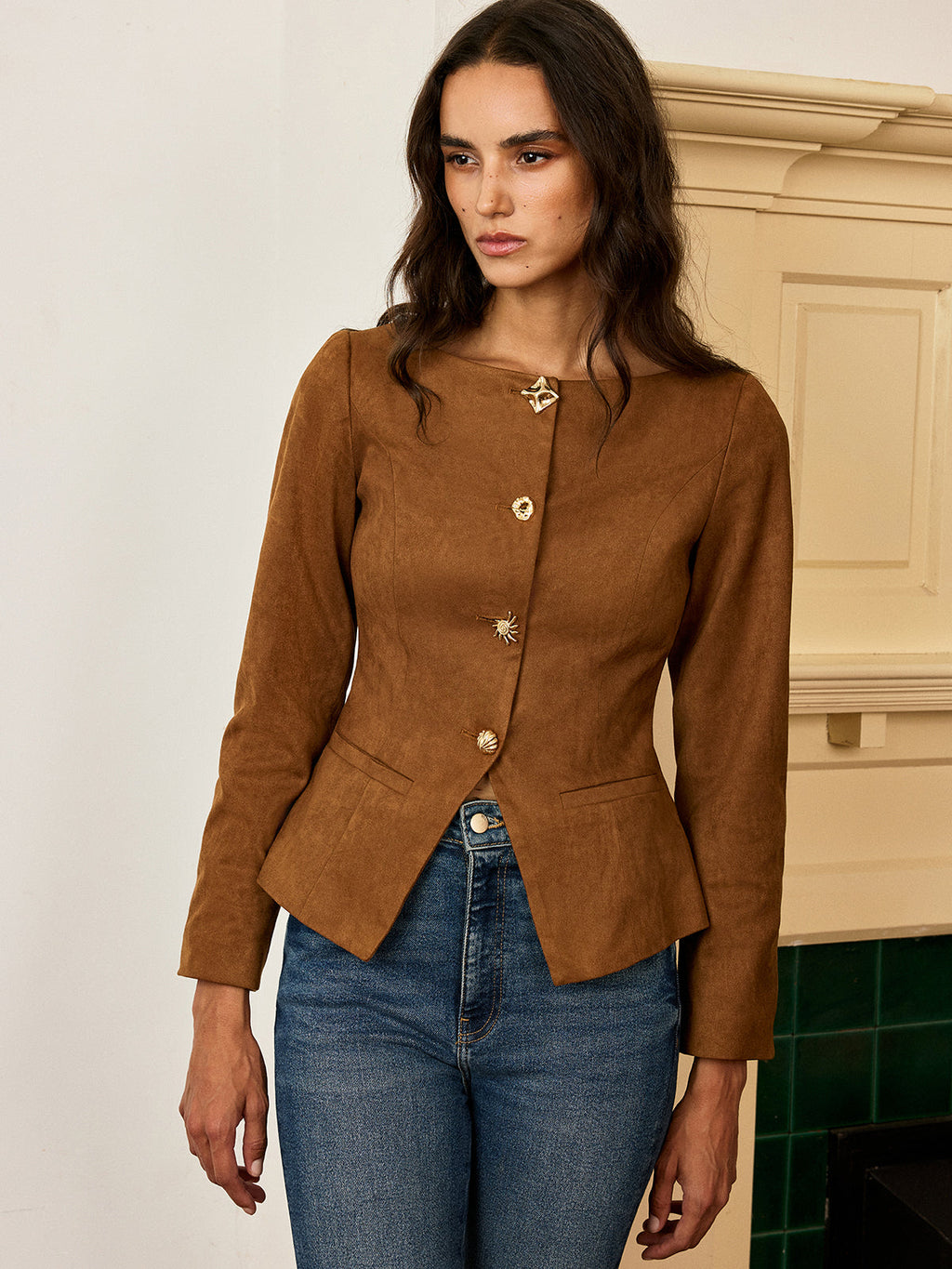 Sarah Fitted Suede Jacket