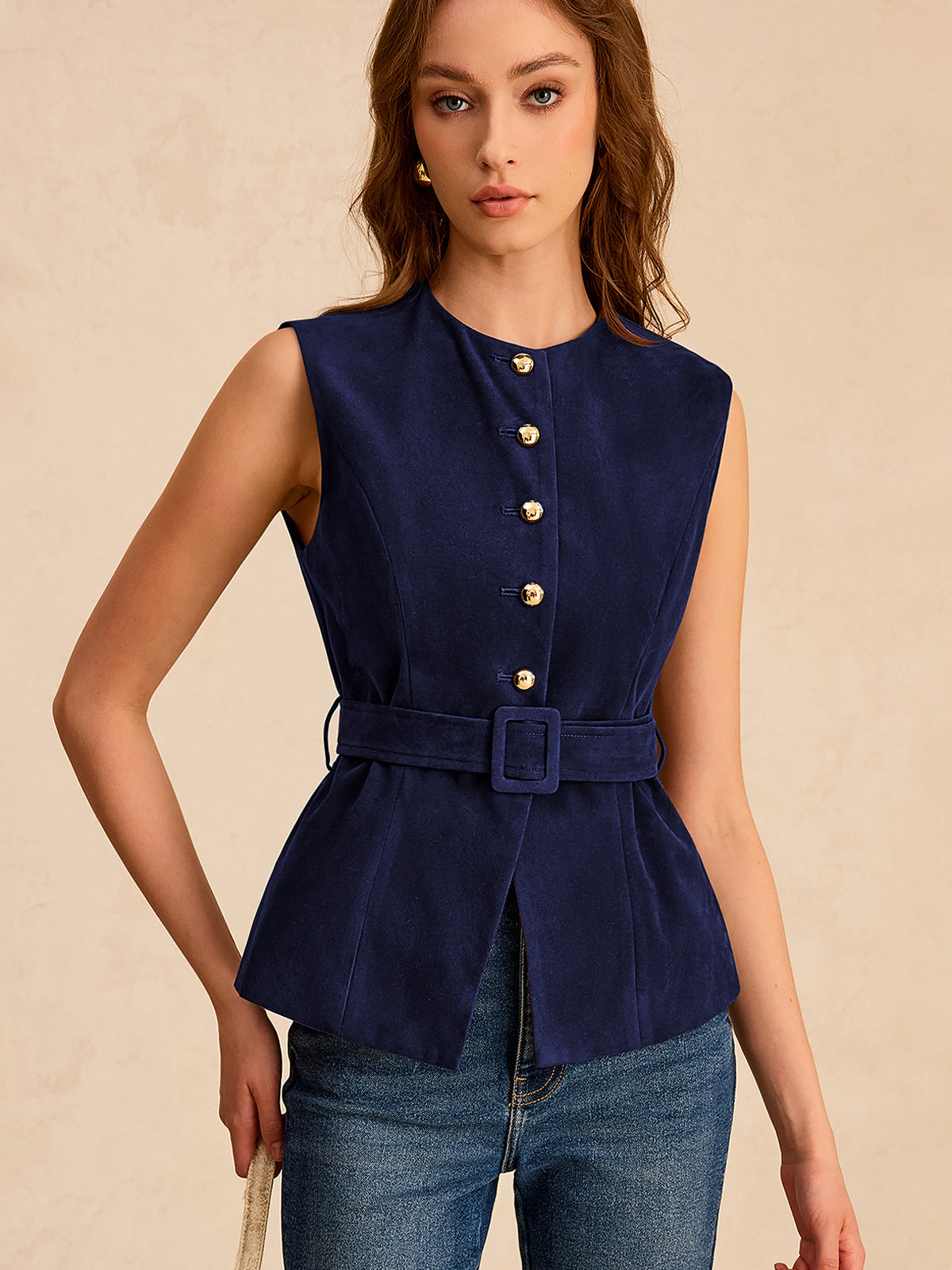 Jenny Belted Beauty Suede Vest