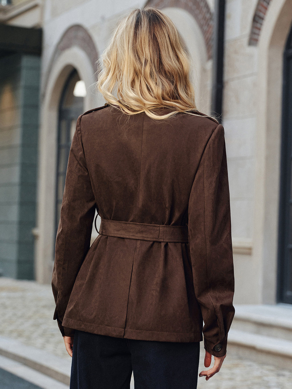Nomad Multi-Pocket Belted Suede Trench Coat