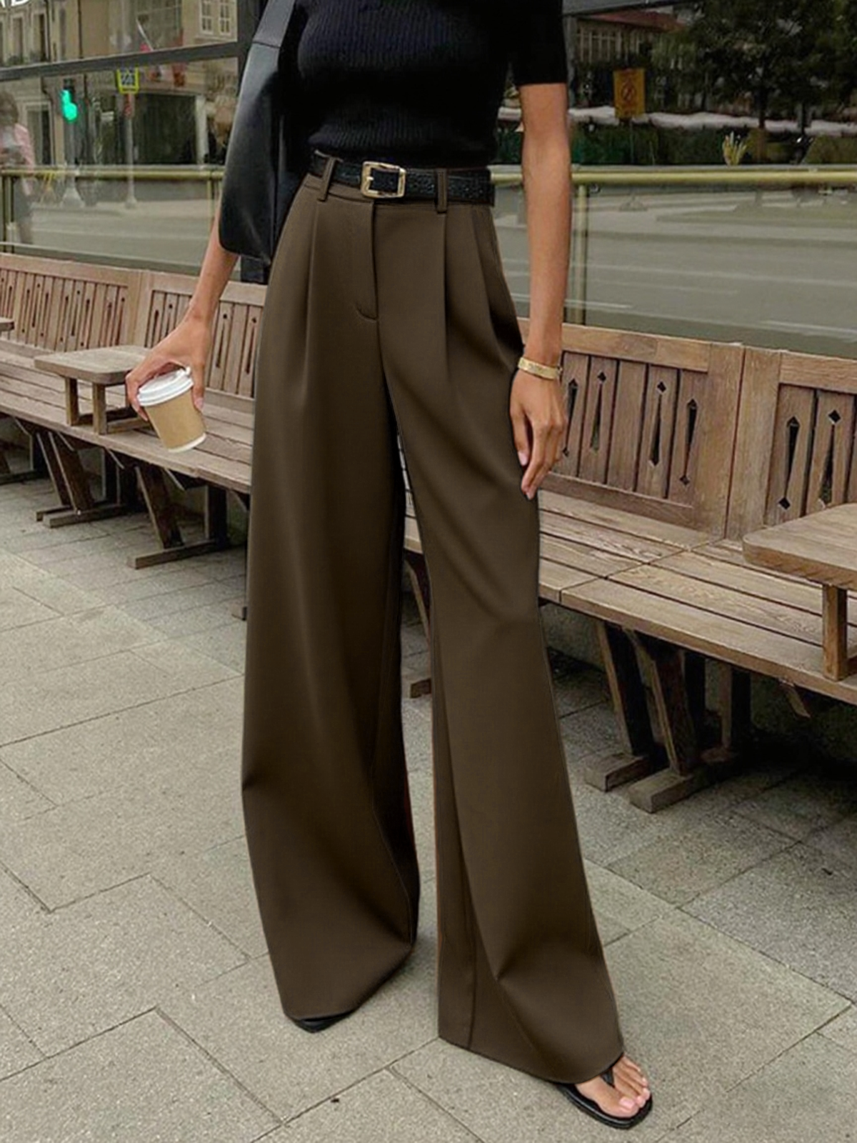 Classic Chic Solid Wide-Leg Pants