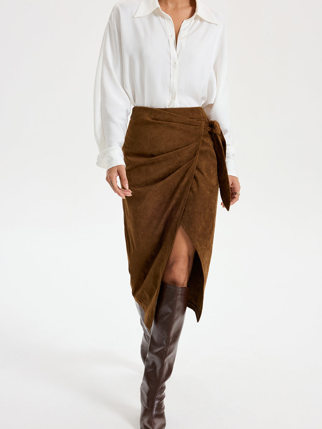 Suede Society Tie-Knot Midi Skirt