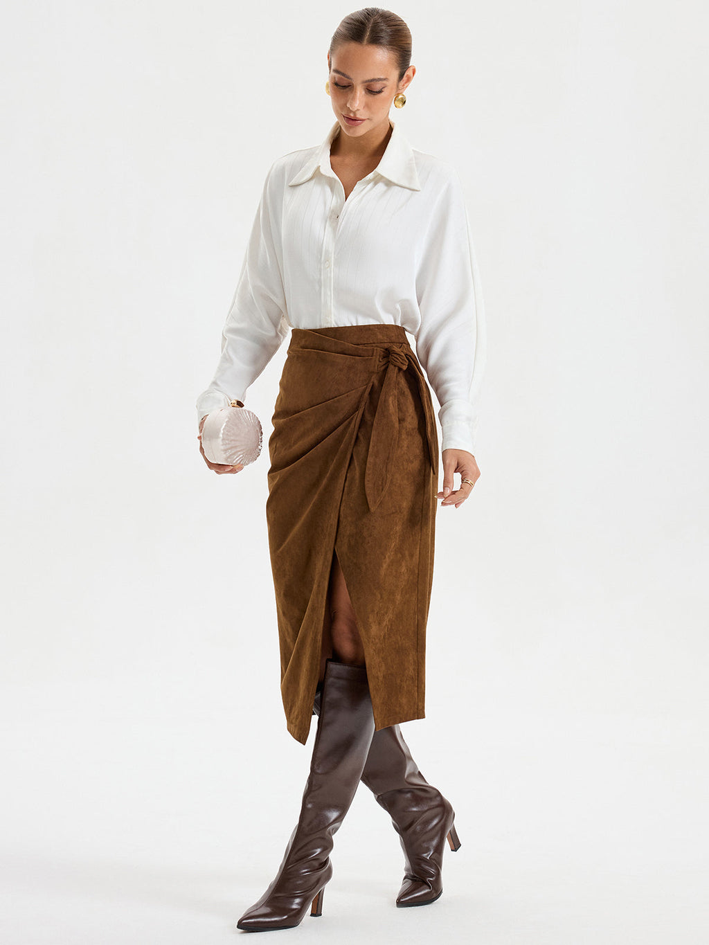Suede Society Tie-Knot Midi Skirt